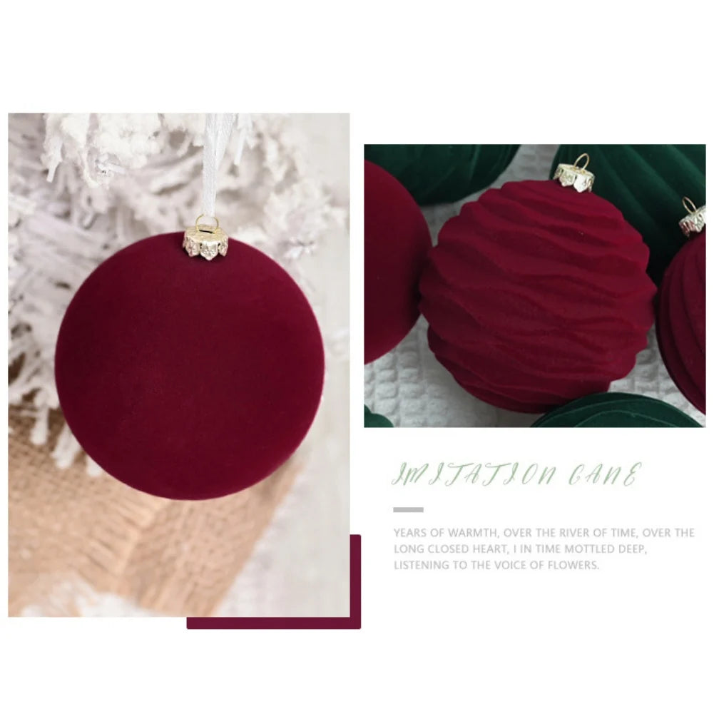 12Pcs/Box 8cm Christmas Velvet Ball Decoration