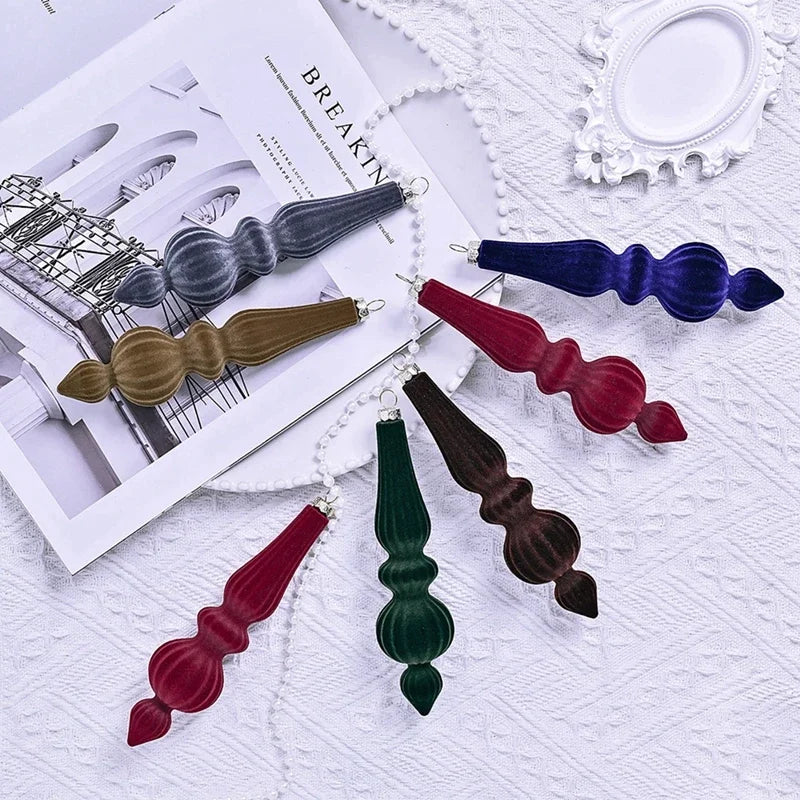 6pcs/box Xmas Tree Pendants Velvet Gourd