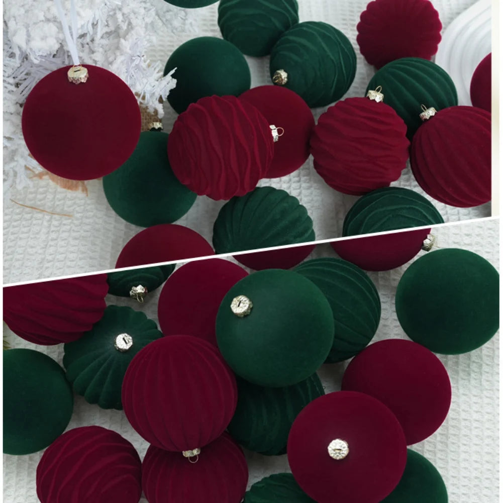 12Pcs/Box 8cm Christmas Velvet Ball Decoration