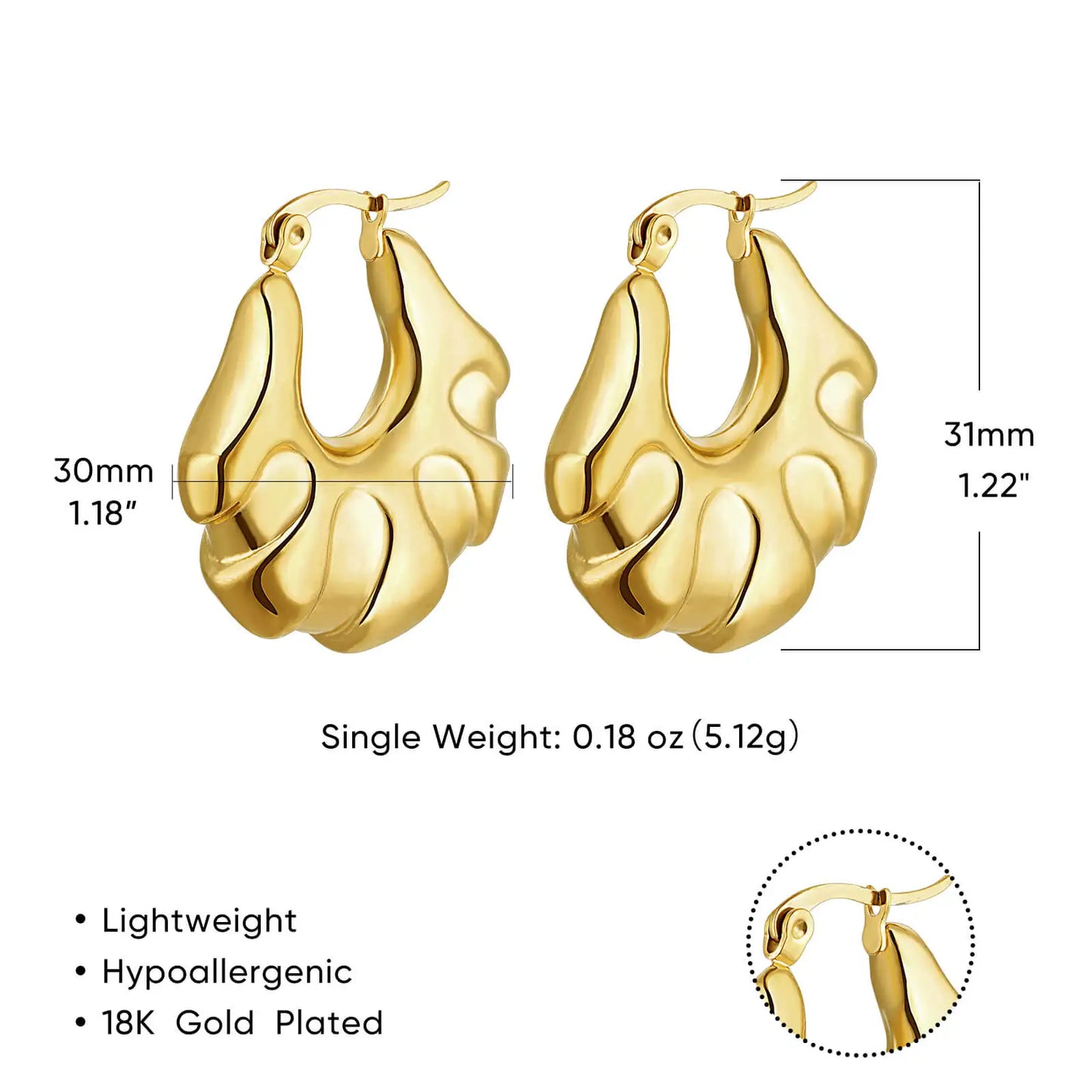 Stainless Steel Irregular C Shaped Earrings