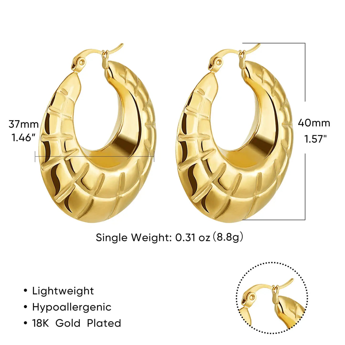 Stainless Steel Irregular C Shaped Earrings