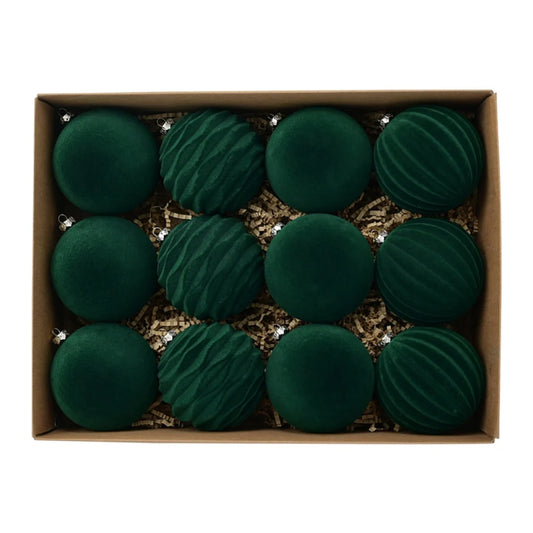 12Pcs/Box 8cm Christmas Velvet Ball Decoration