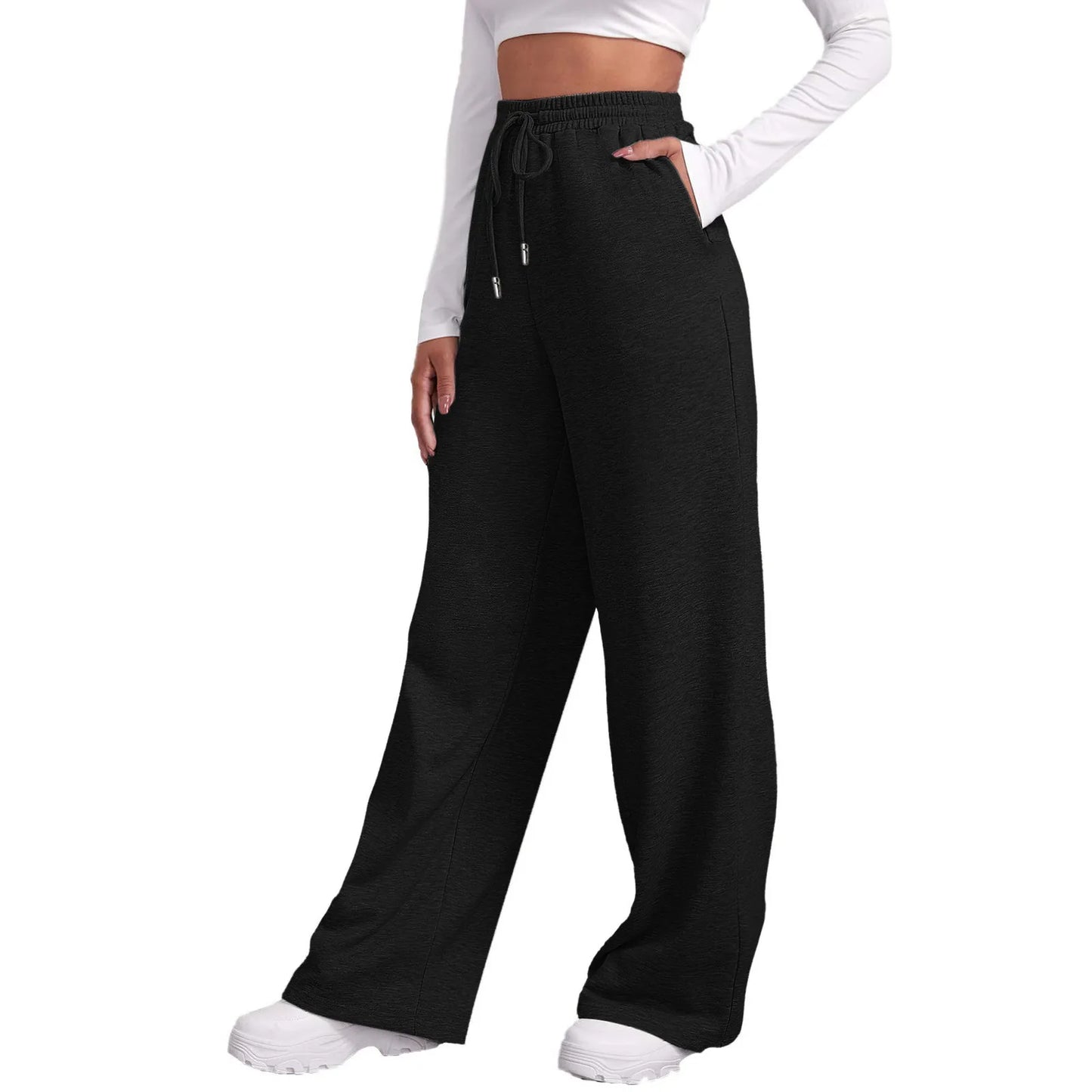 Wide Straight Leg Pants Solid Color