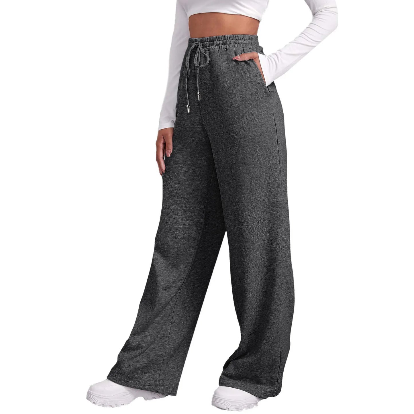 Wide Straight Leg Pants Solid Color