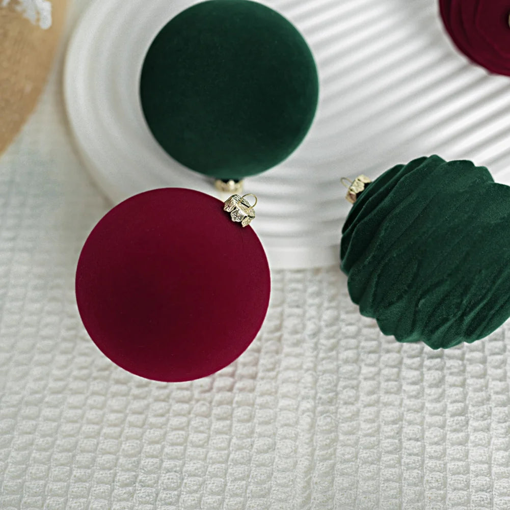 12Pcs/Box 8cm Christmas Velvet Ball Decoration