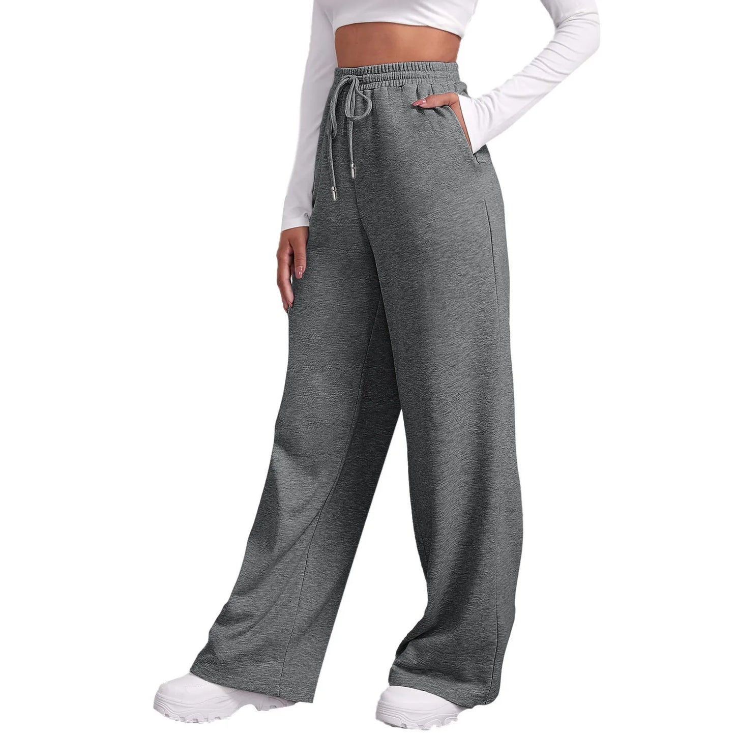 Wide Straight Leg Pants Solid Color