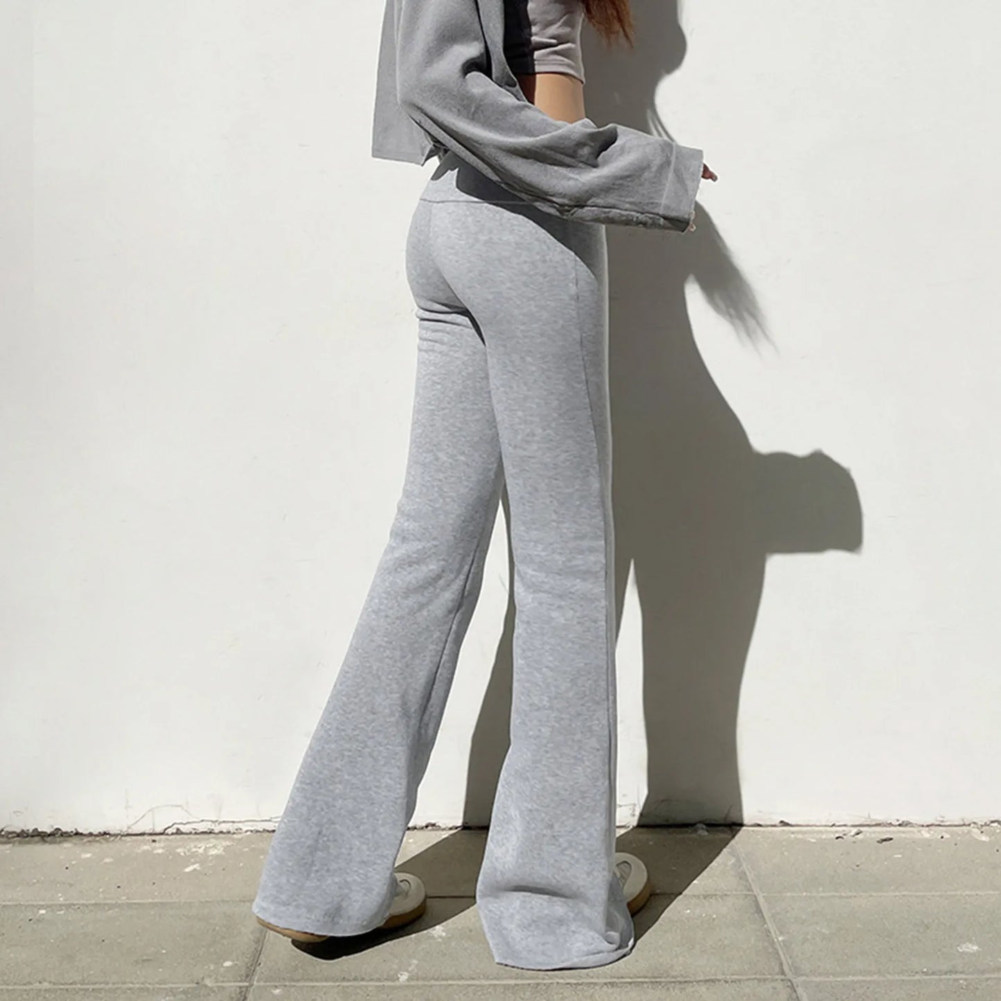 Women Low Waist Solid Flare Pants