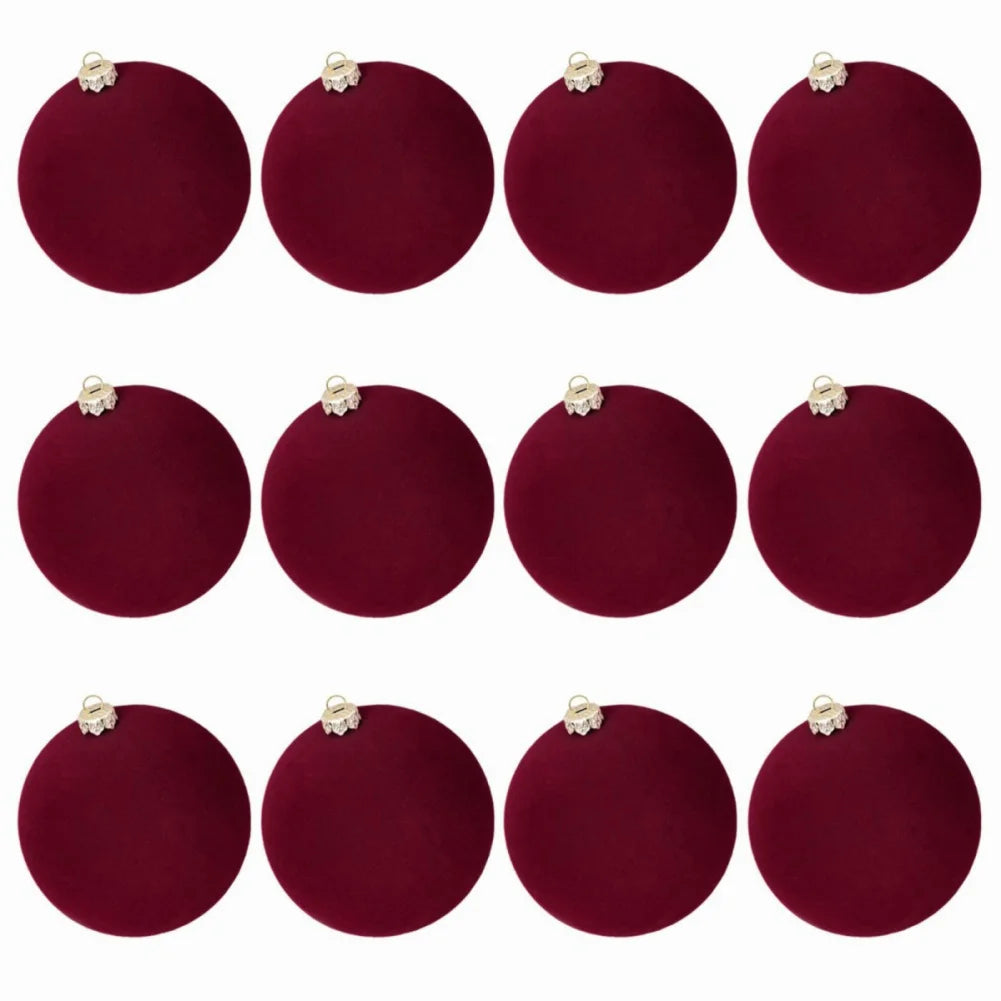 12pcs Velvet Flocked Christmas Ball Ornaments