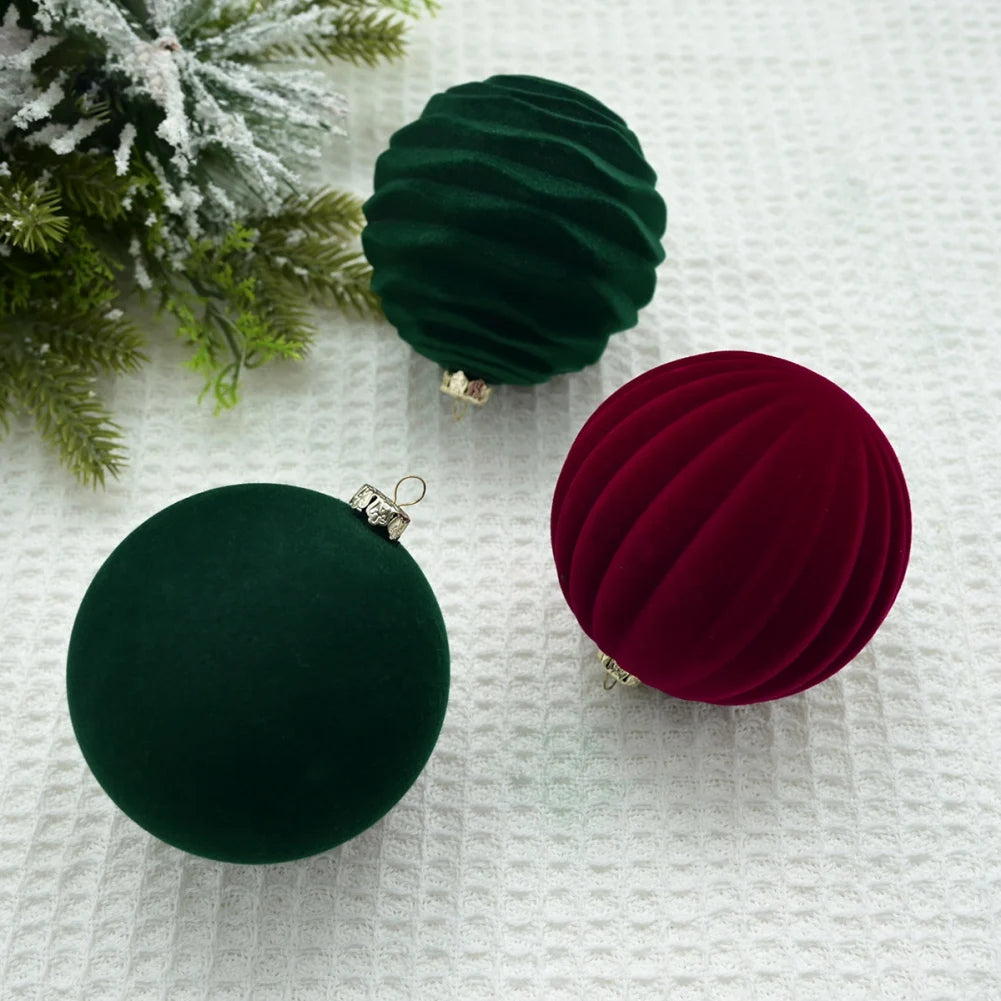 12Pcs/Box 8cm Christmas Velvet Ball Decoration