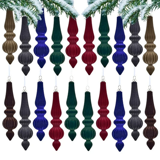 6pcs/box Xmas Tree Pendants Velvet Gourd