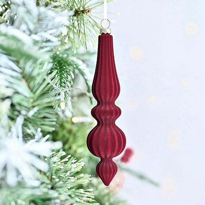 6pcs/box Xmas Tree Pendants Velvet Gourd