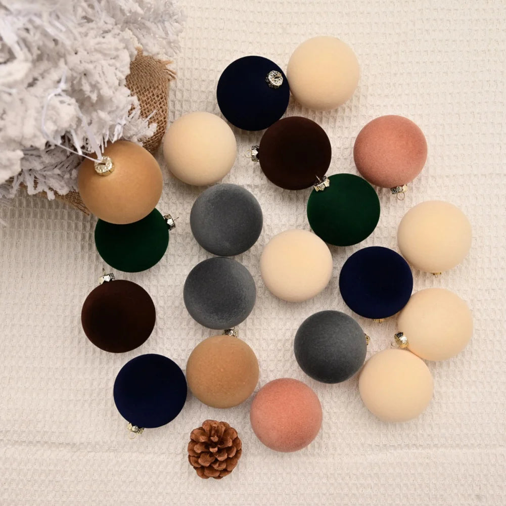 12pcs Velvet Flocked Christmas Ball Ornaments