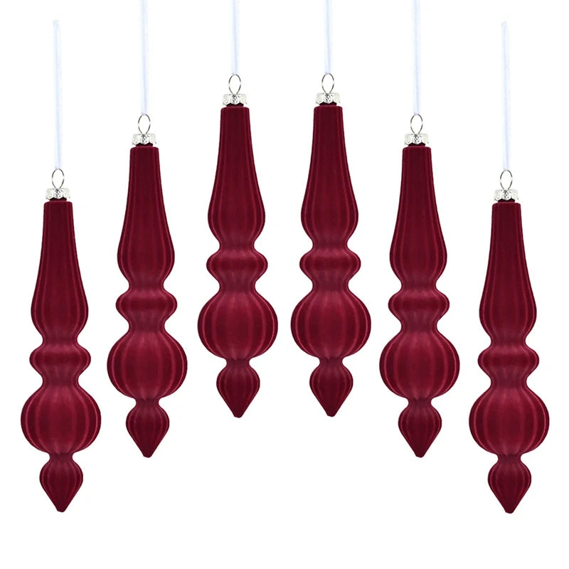 6pcs/box Xmas Tree Pendants Velvet Gourd