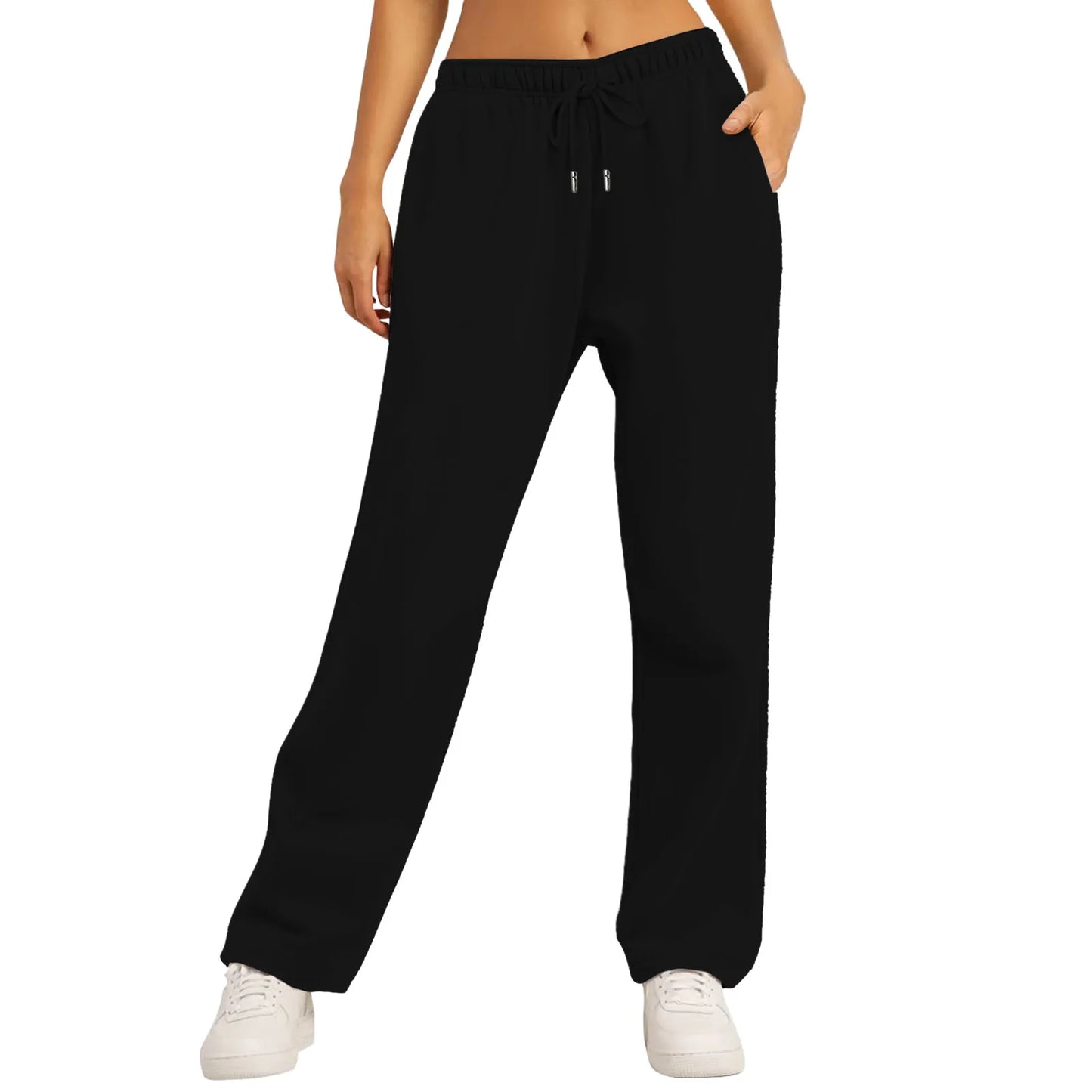 Wide Straight Leg Pants Solid Color