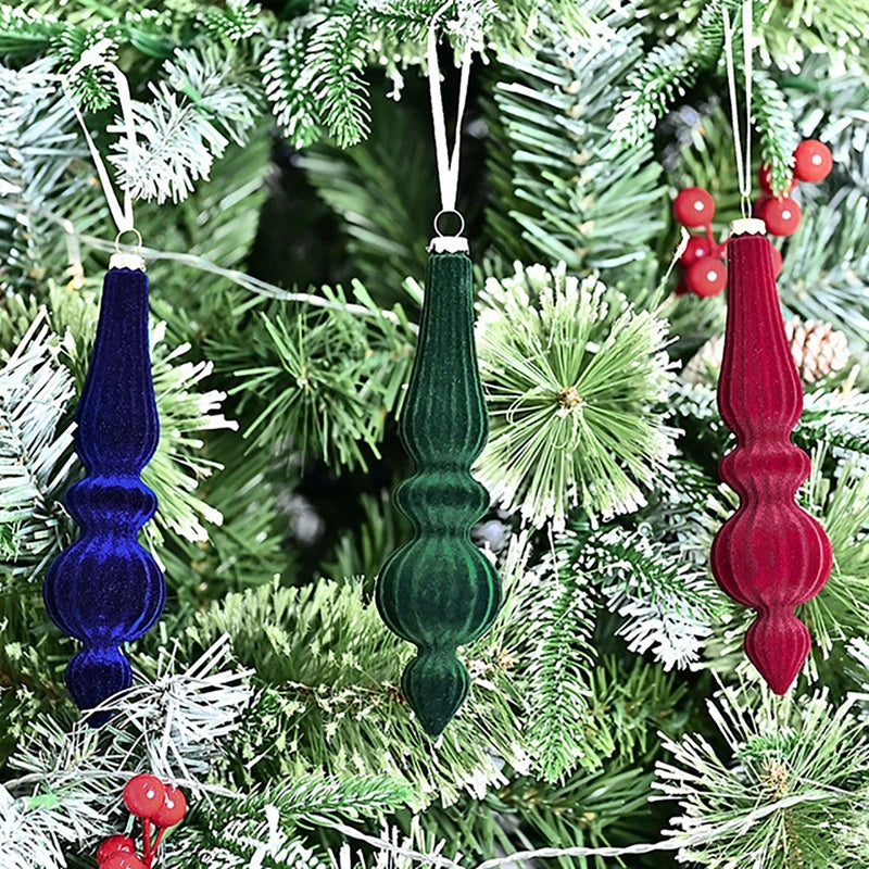 6pcs/box Xmas Tree Pendants Velvet Gourd