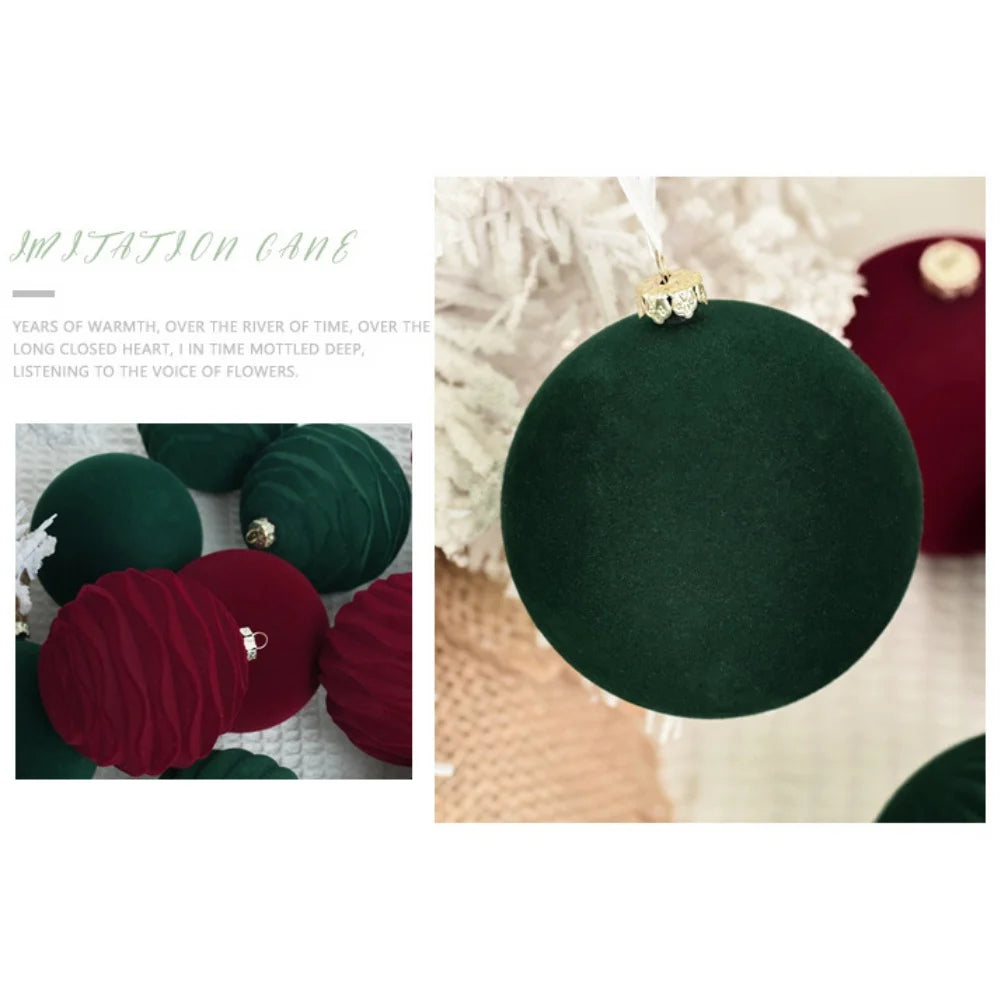 12Pcs/Box 8cm Christmas Velvet Ball Decoration